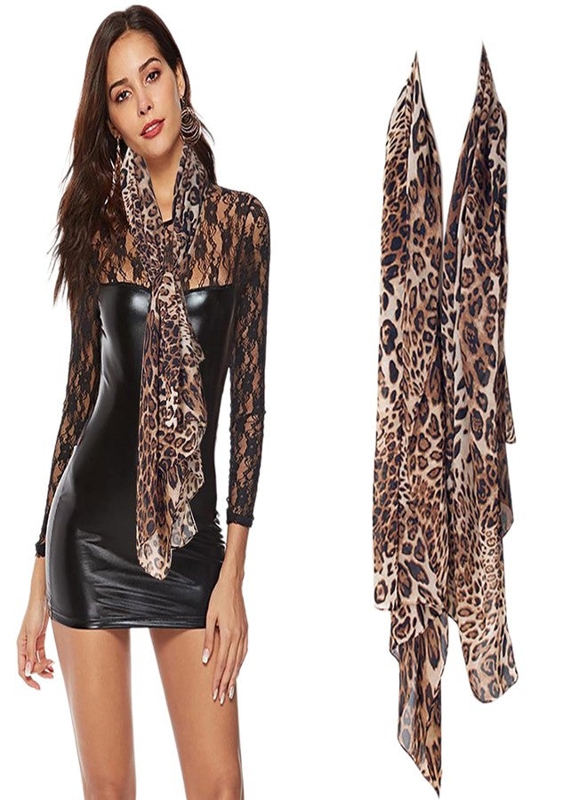 Vikodah Womens Silky Neck Scarf Chiffon Scarves Soft Smooth Satin Bandana Shawl Large Leopard-Print 62 * 28 - Image 3